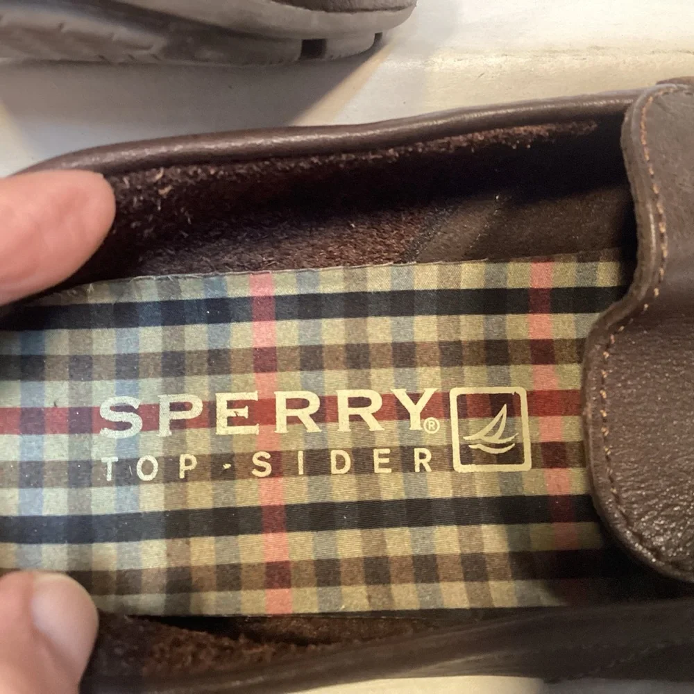 Men’s Sperry Top-sider Brown Leather Penny Loafers Driving Style Moccasin
